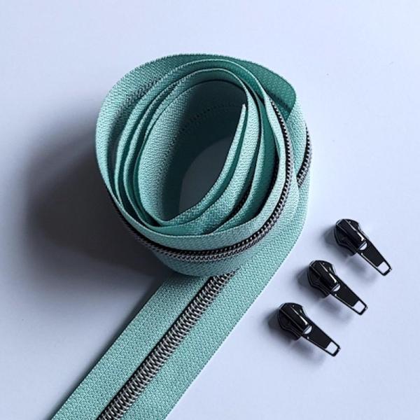 Reissverschluss & Zipper im Set (Gunmetal/Mint)